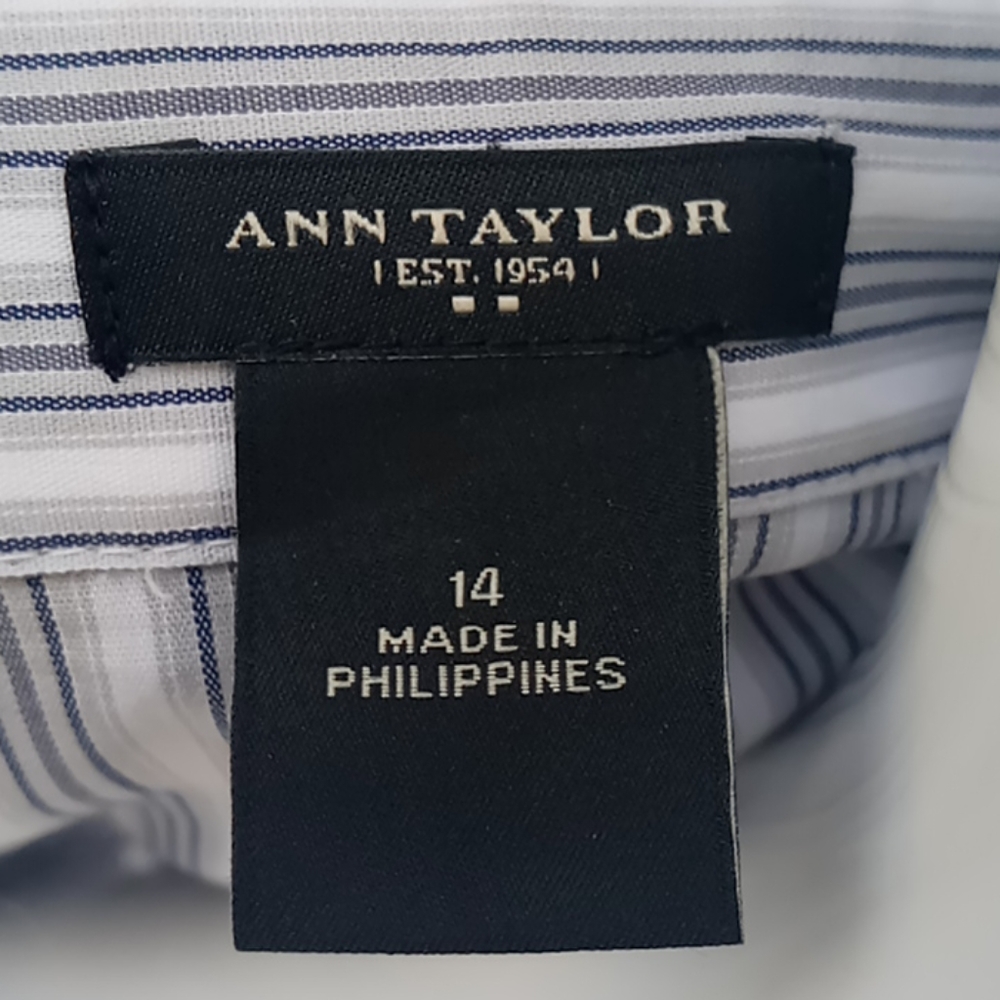 Ann Taylor Ruffled Pin Stripe Shirt Blouse - Picture 17 of 17